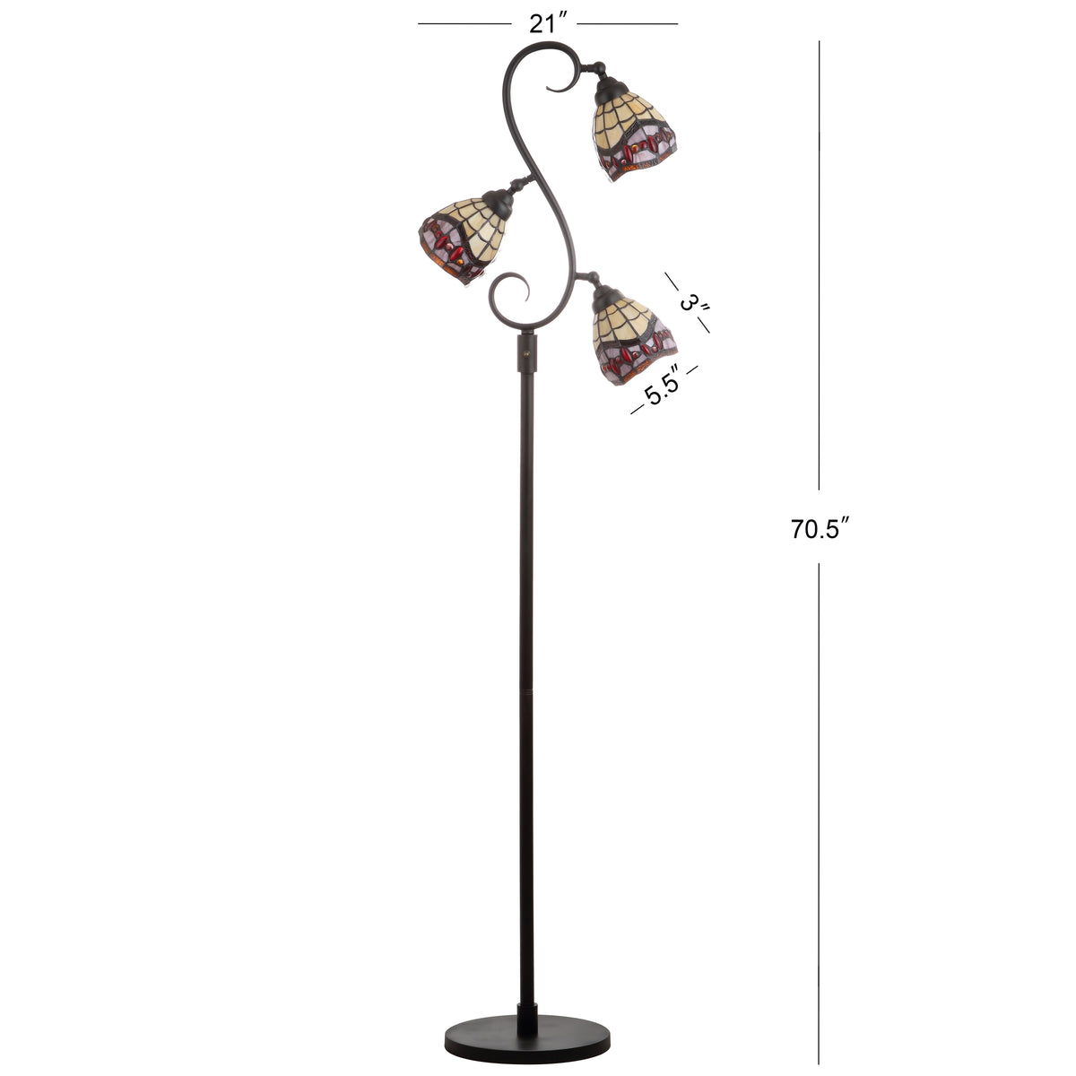 Damian Tiffany-Style 70.5" Multi-Light LED Floor Lamp