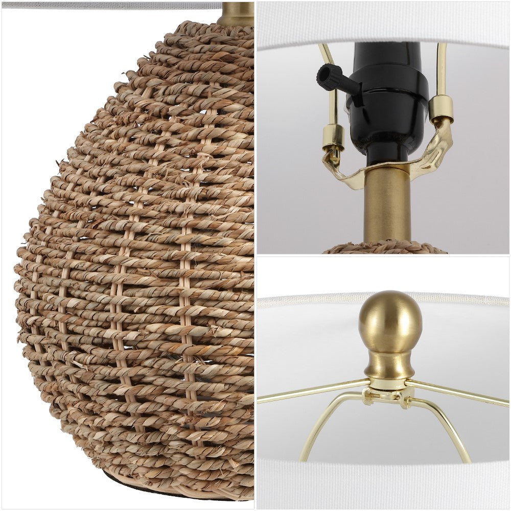 Glowryn 20.5" Bohemian Classic Rattan/Iron LED Table Lamp