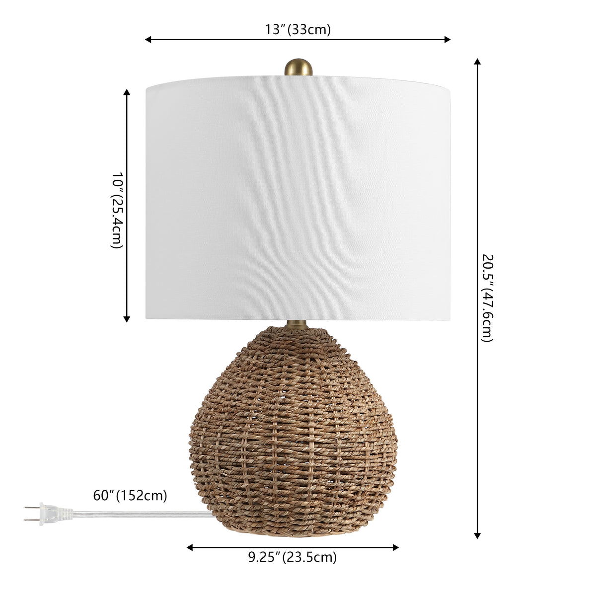 Glowryn 20.5" Bohemian Classic Rattan/Iron LED Table Lamp