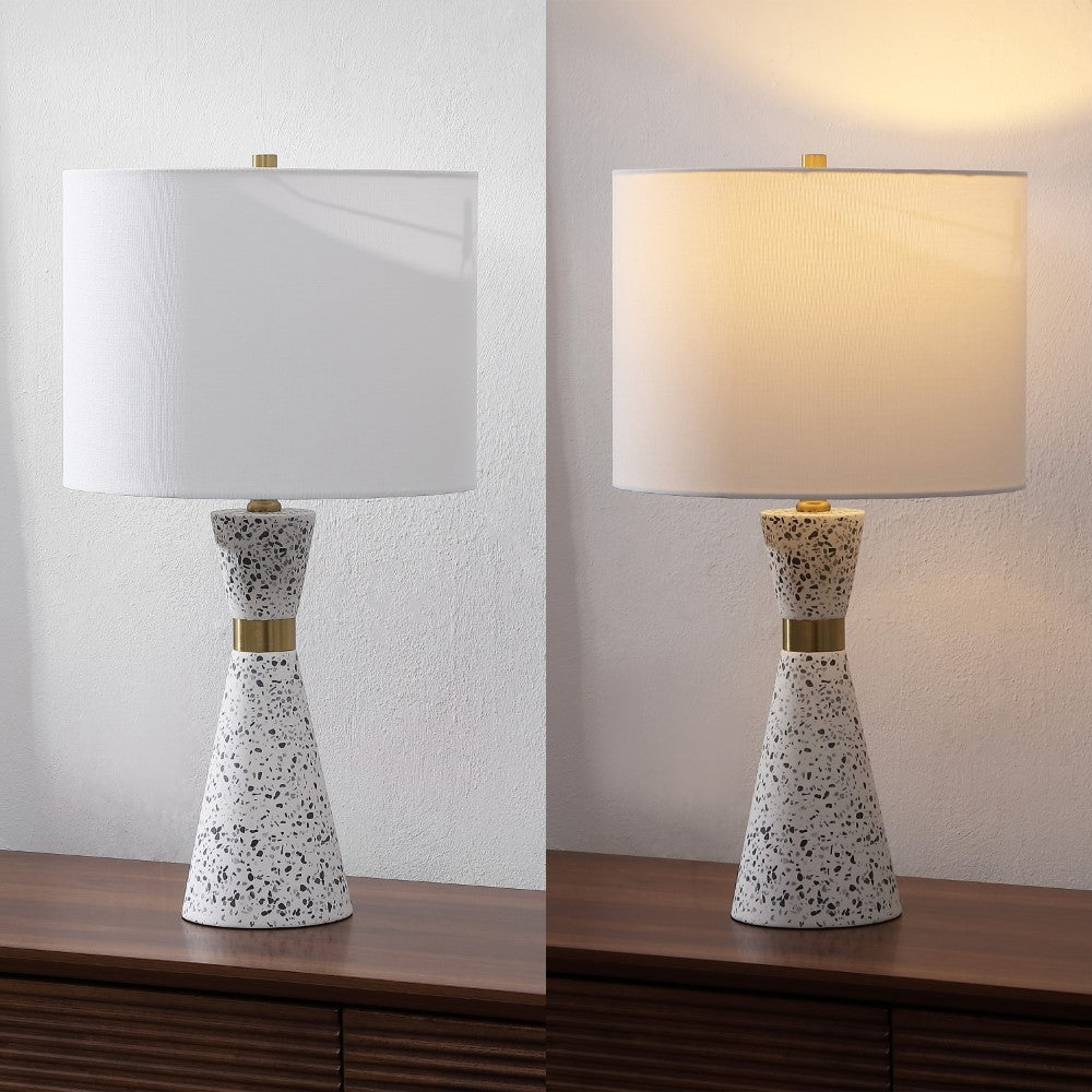 Artezza 24" Art Deco Contemporary Hourglass Terrazzo/Iron LED Table Lamp