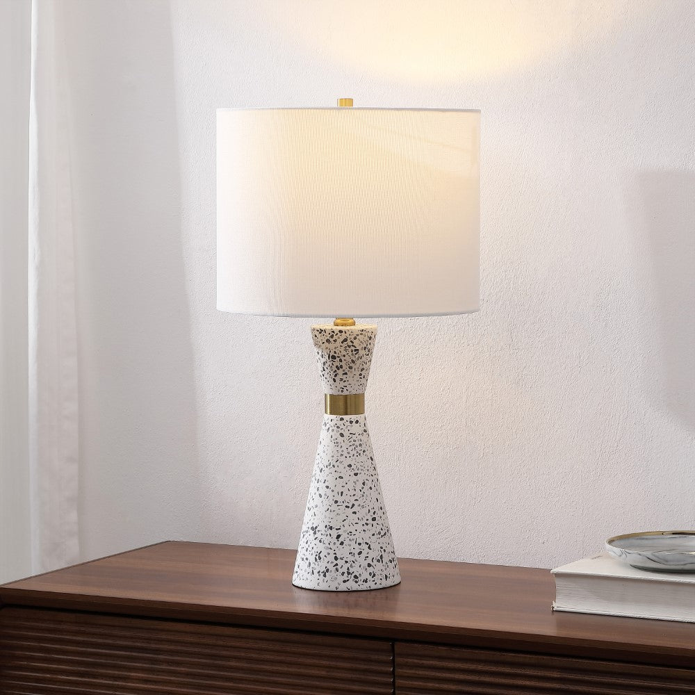 Artezza 24" Art Deco Contemporary Hourglass Terrazzo/Iron LED Table Lamp