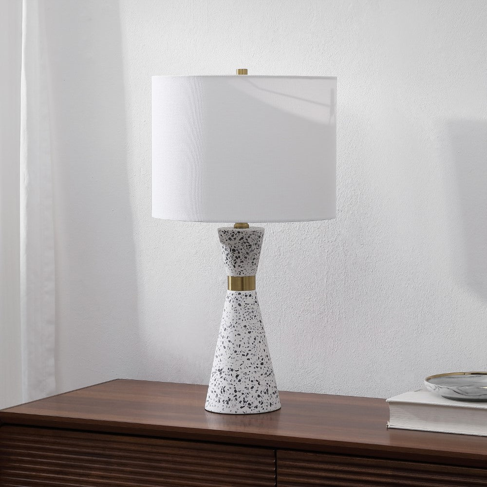 Artezza 24" Art Deco Contemporary Hourglass Terrazzo/Iron LED Table Lamp