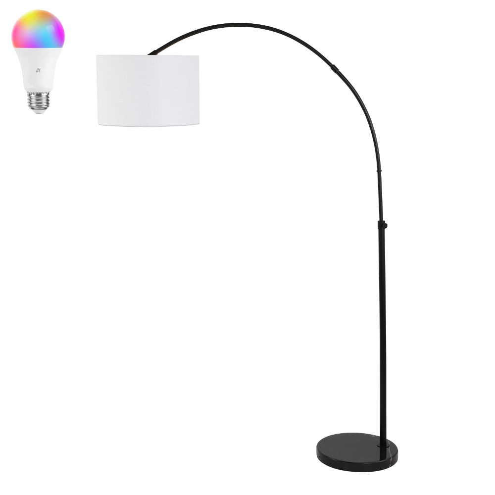 Marcelo 70" Industrial Vintage Head-and-Height-Adjustable Iron LED Arc Floor Lamp with Smart Bulb