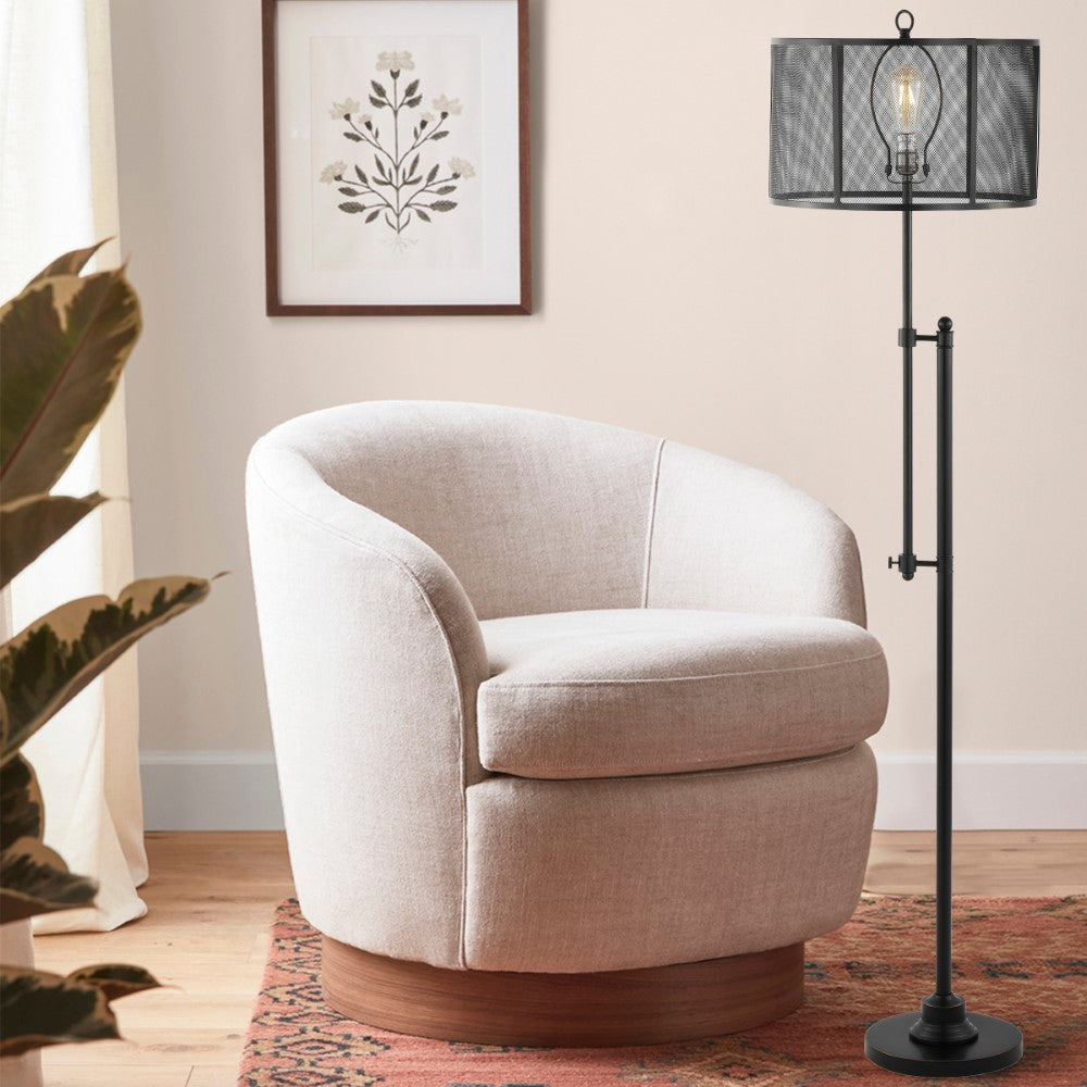 Indy Mesh 64.5" Modern Industrial Iron Height-Adjustable LED Floor Lamp