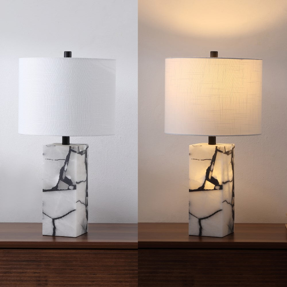 Yago 24.25" Contemporary Coastal Alabaster LED Table Lamp with Body Night Light