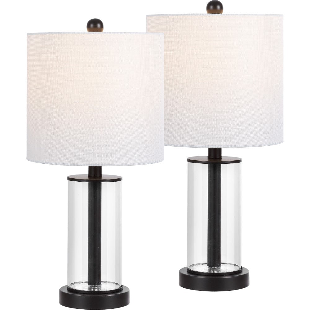 Luxova 20.5" Glass Modern Contemporary Fillable Glass LED Table Lamp