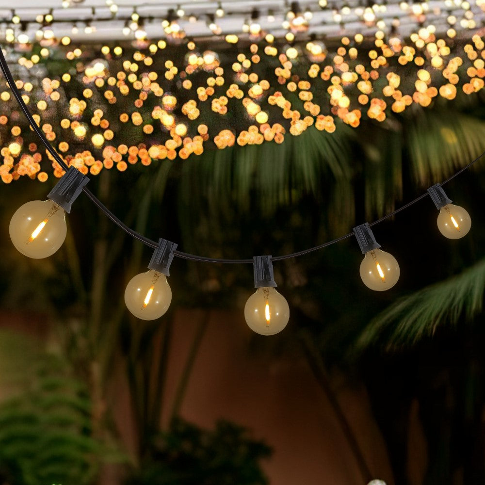Brit 25-Light Indoor/Outdoor 25 ft. Contemporary Rustic Incandescent G40 Bistro Globe Bulb String Lights
