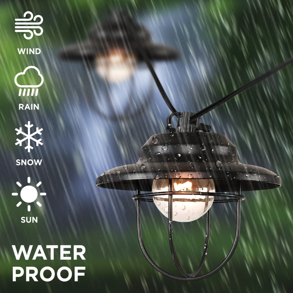 Milta 10-Light Indoor/Outdoor 10 ft. Rustic Farmhouse Incandescent G40 Metal Cage Shade String Lights