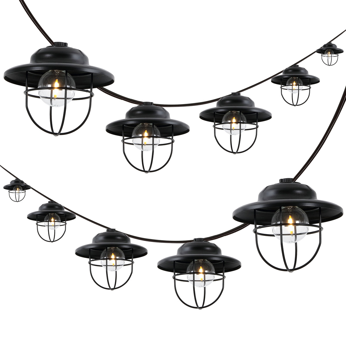 Milta 10-Light Indoor/Outdoor 10 ft. Rustic Farmhouse Incandescent G40 Metal Cage Shade String Lights