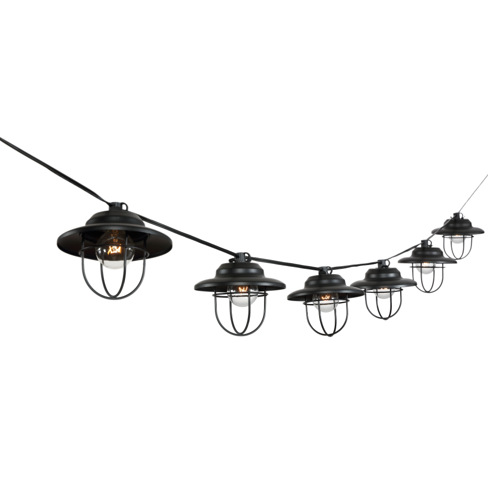 Milta 10-Light Indoor/Outdoor 10 ft. Rustic Farmhouse Incandescent G40 Metal Cage Shade String Lights