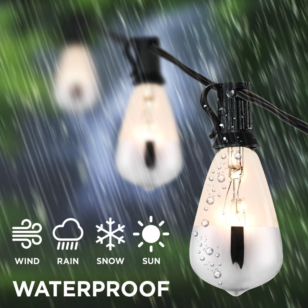 Fergo 10-Light Indoor/Outdoor 10 ft. Rustic Industrial Incandescent C7 Half-Chrome Bulb String Lights