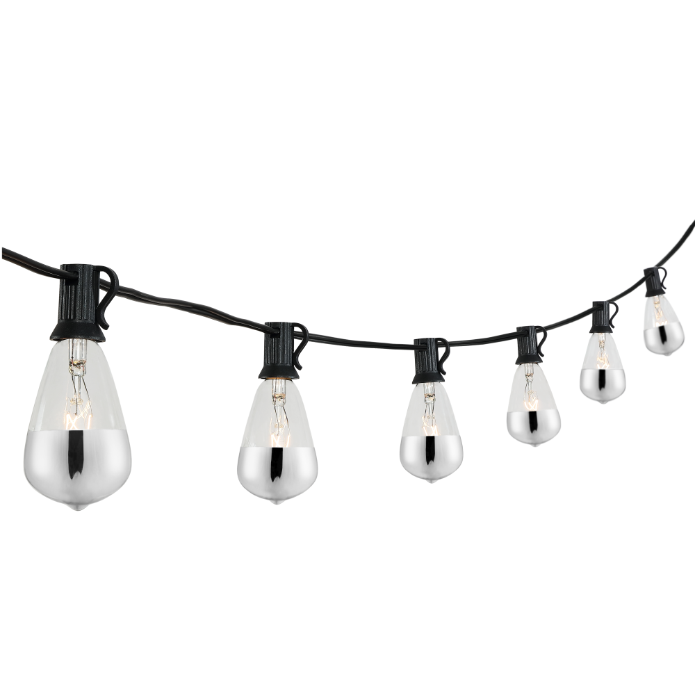 Fergo 10-Light Indoor/Outdoor 10 ft. Rustic Industrial Incandescent C7 Half-Chrome Bulb String Lights