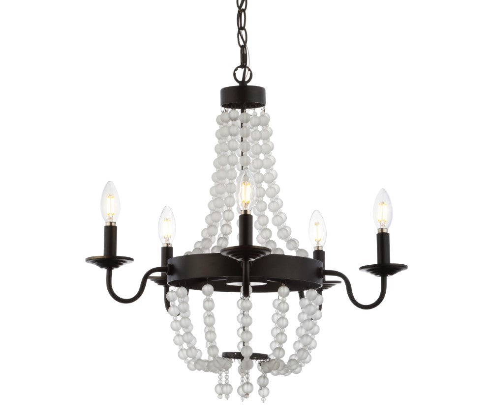 Dennis 5-Light 21.5" Acrylic Beaded LED Chandelier