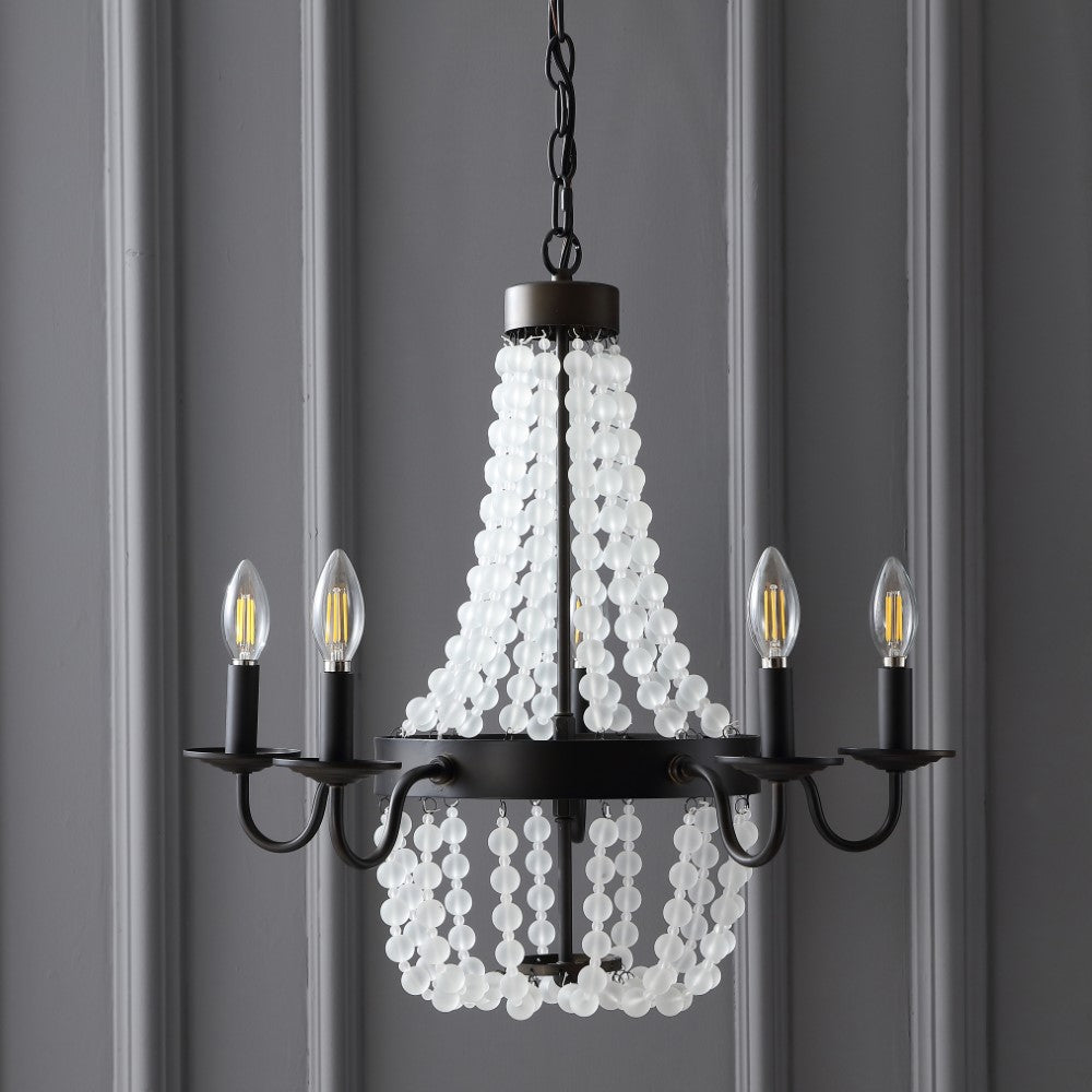 Dennis 5-Light 21.5" Acrylic Beaded LED Chandelier