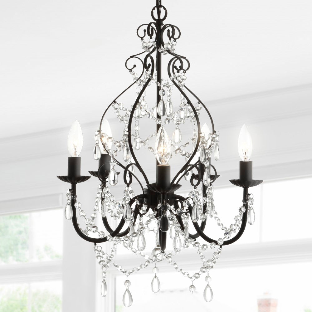 Tiana 5-Light 17" Crystal/Metal LED Chandelier