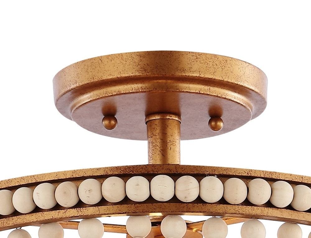 Jordan 14" Wood Beaded/Metal LED Flush Mount