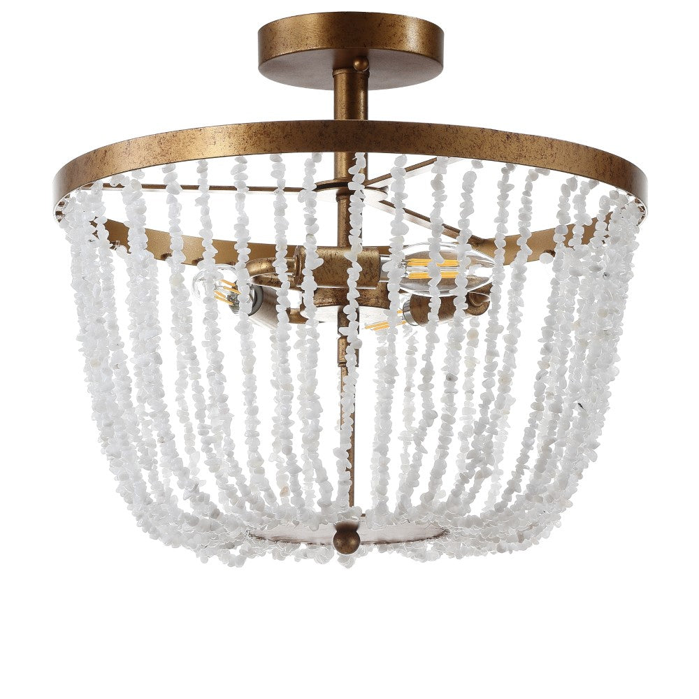 Rex 15" Stone/Metal LED Flush Mount