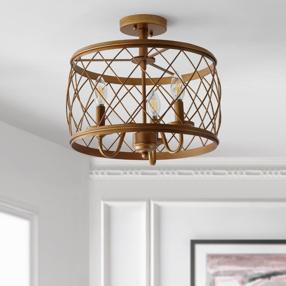 Pisa 15" 3-Light Metal LED Semi Flush Mount Ceiling Light