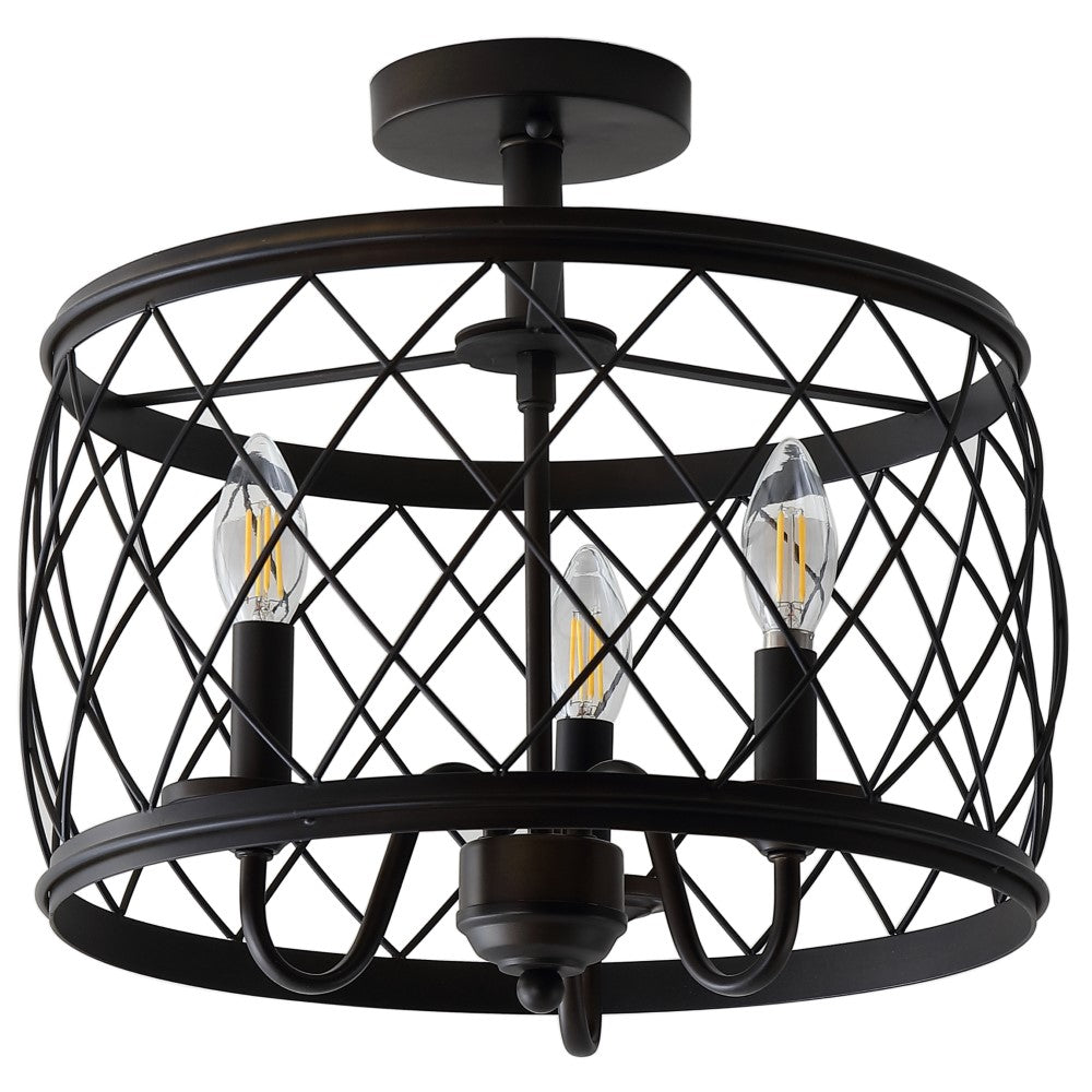 Pisa 15" 3-Light Metal LED Semi Flush Mount Ceiling Light