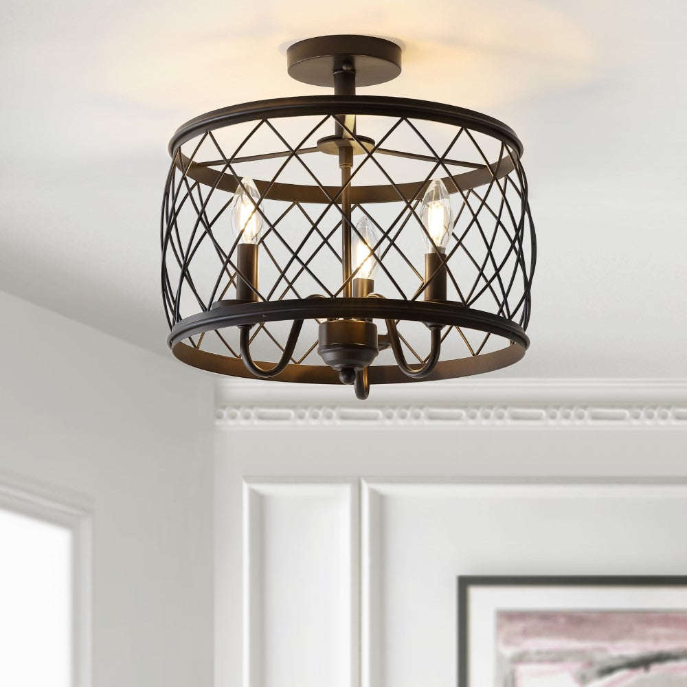 Pisa 15" 3-Light Metal LED Semi Flush Mount Ceiling Light