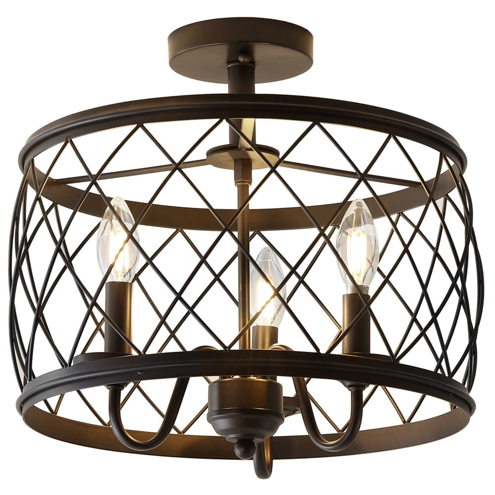 Pisa 15" 3-Light Metal LED Semi Flush Mount Ceiling Light