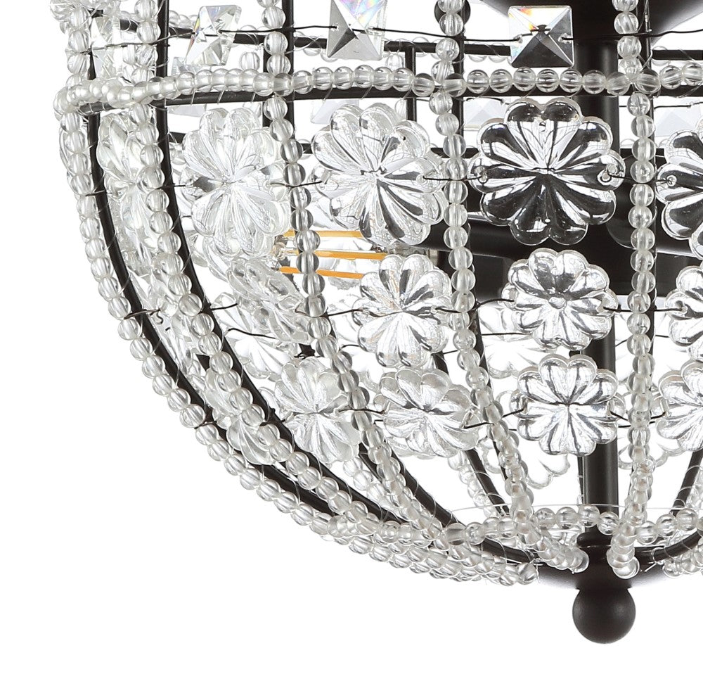 Papuan 12" Crystal Flower Metal/Acrylic LED Semi-Flush Mount