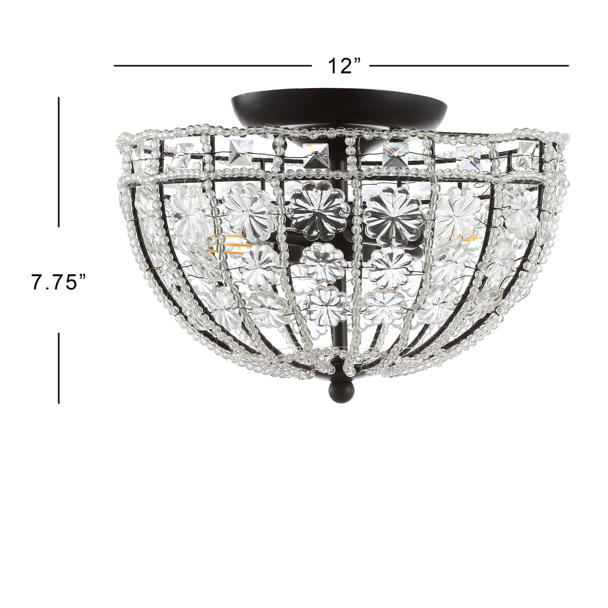 Papuan 12" Crystal Flower Metal/Acrylic LED Semi-Flush Mount
