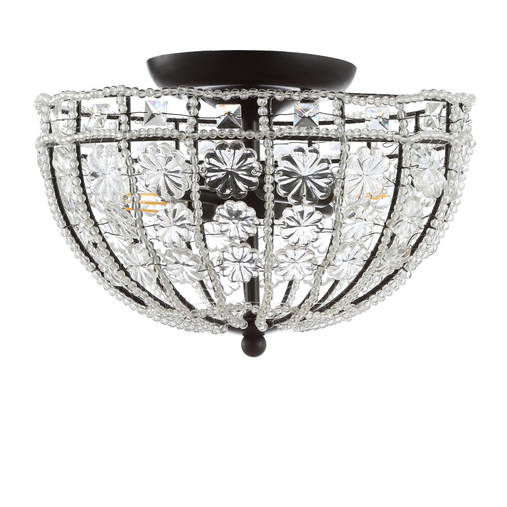 Papuan 12" Crystal Flower Metal/Acrylic LED Semi-Flush Mount