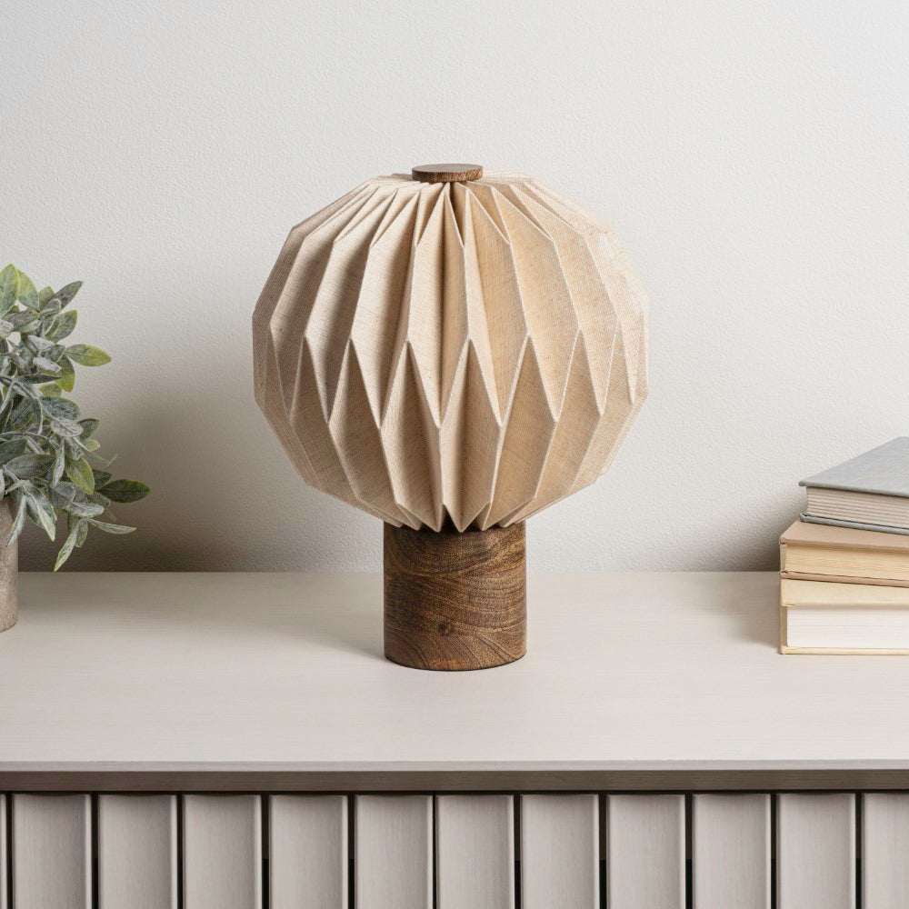 Wolfie 11" Modern Minimalist Paper Pleated Orb Accent LED Table Lamp