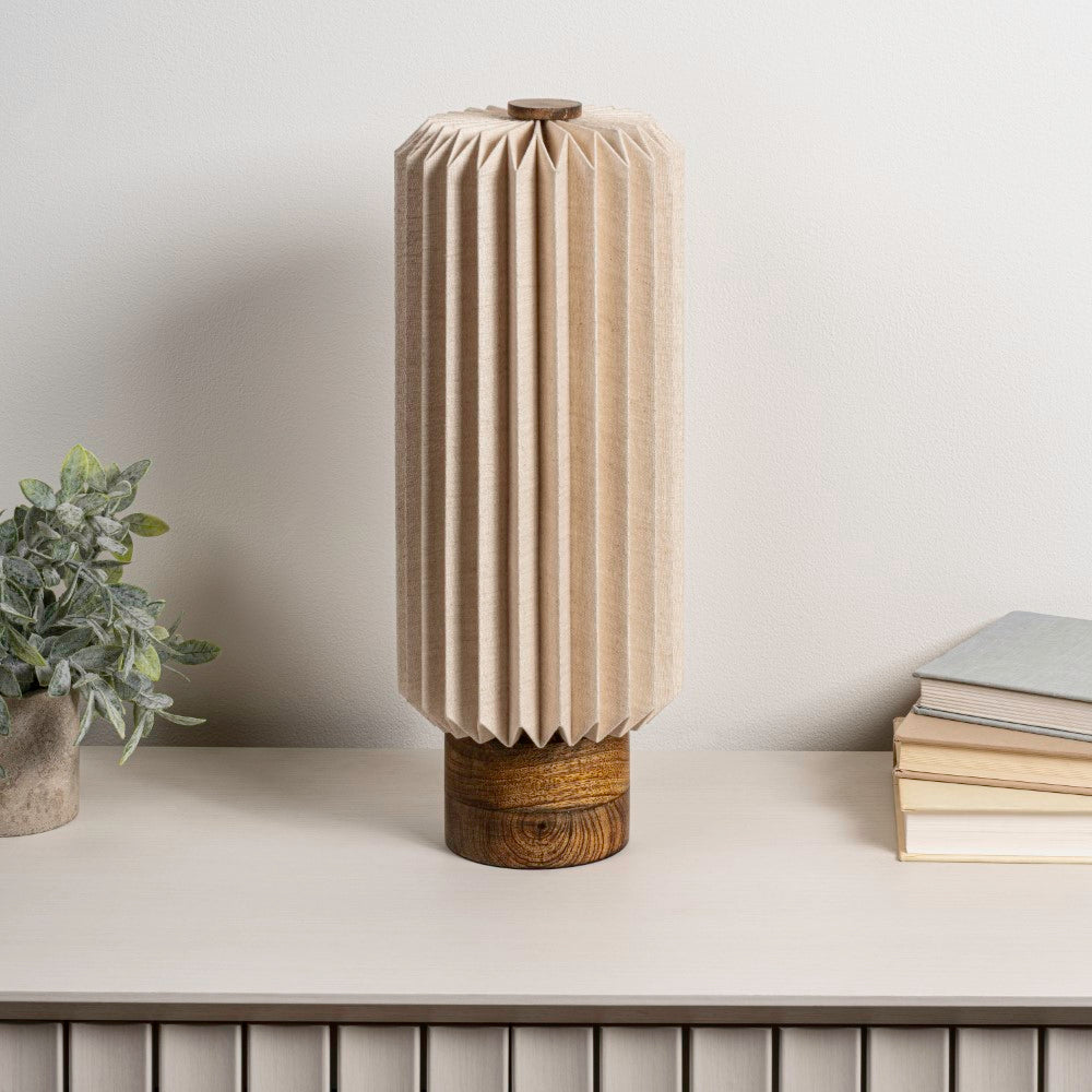 Orion 15.75" Modern Minimalist Paper Pleated Column Accent LED Table Lamp