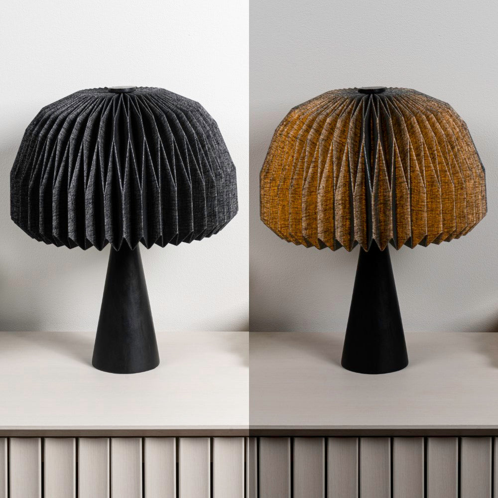 Eclipse 16" Modern Minimalist Paper Pleated Shade Mushroom Accent LED Table Lamp