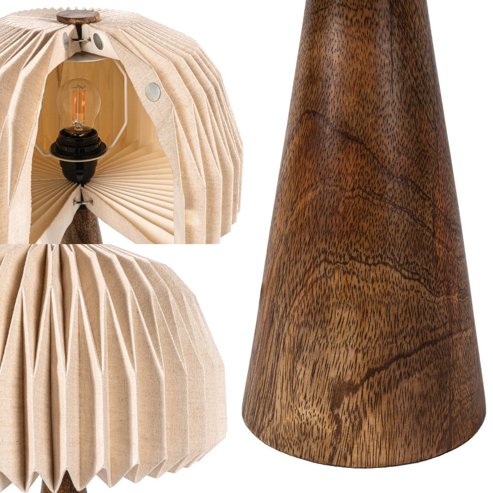 Eclipse 16" Modern Minimalist Paper Pleated Shade Mushroom Accent LED Table Lamp