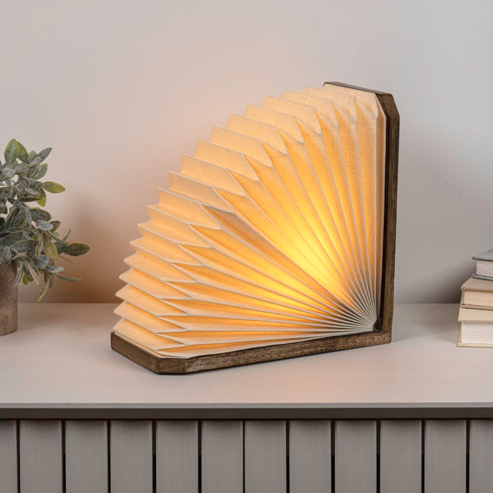 Stag Modern Art Deco Paper Half Pleated Fan LED Table Lamp