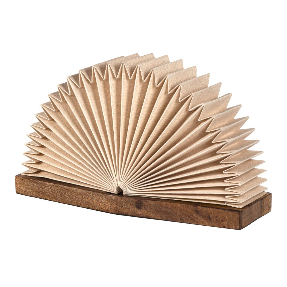 Stag Modern Art Deco Paper Half Pleated Fan LED Table Lamp