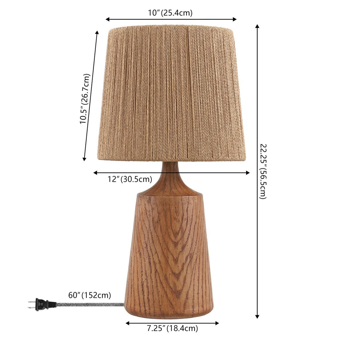 Vionel 22.25" Classic Cottage Tapered Resin/Metal LED Table Lamp with Paper Rope Shade