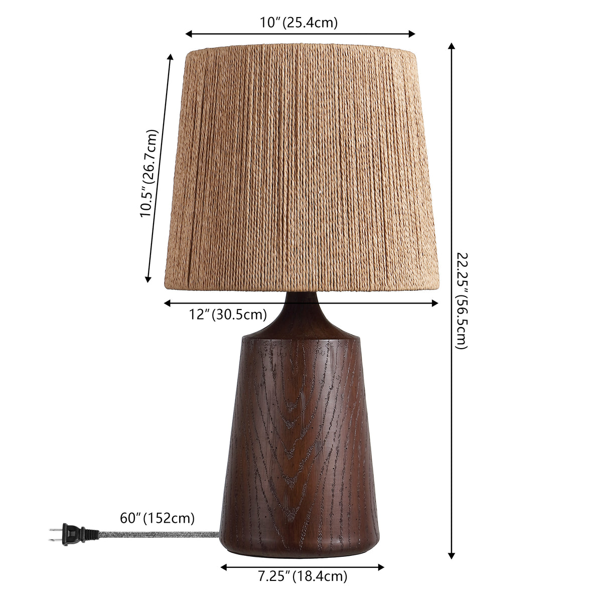 Vionel 22.25" Classic Cottage Tapered Resin/Metal LED Table Lamp with Paper Rope Shade