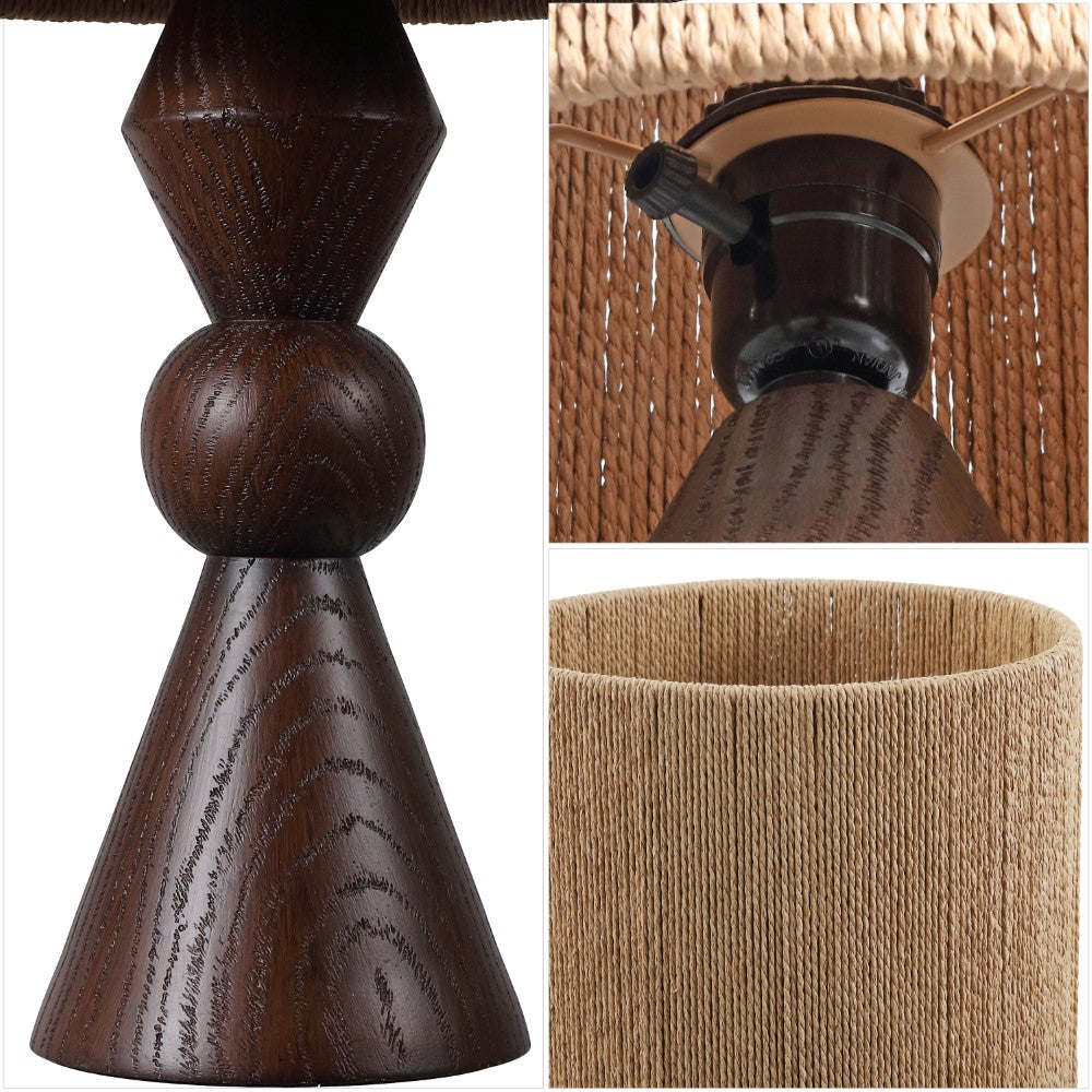 Soveya Taper 23.5" Rustic Cottage Resin/Metal LED Table Lamp with Paper Rope Shade