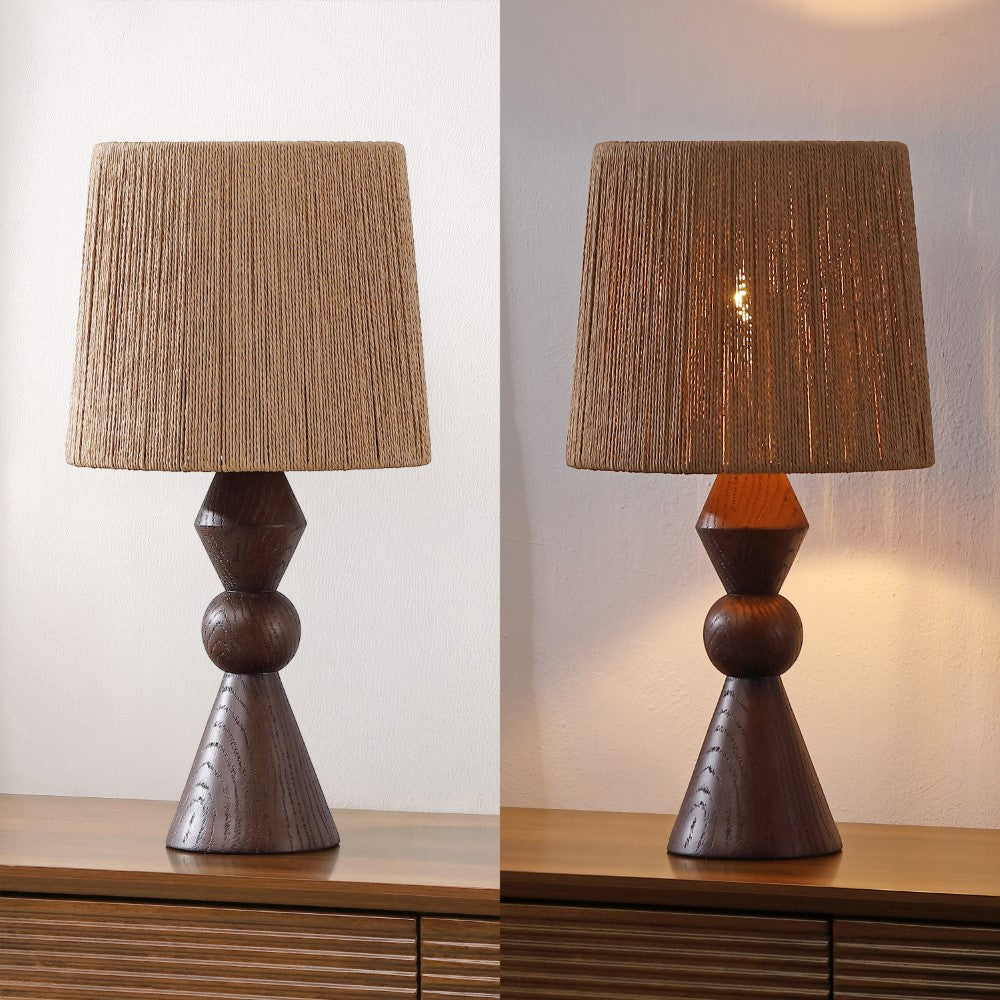 Soveya Taper 23.5" Rustic Cottage Resin/Metal LED Table Lamp with Paper Rope Shade