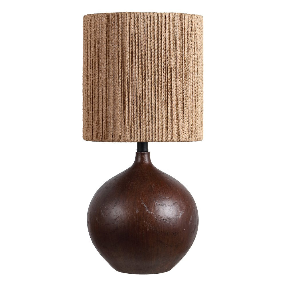 Selora 22.75" Rustic Bohemian Resin/Metal Round Table Lamp with Paper Rope Shade