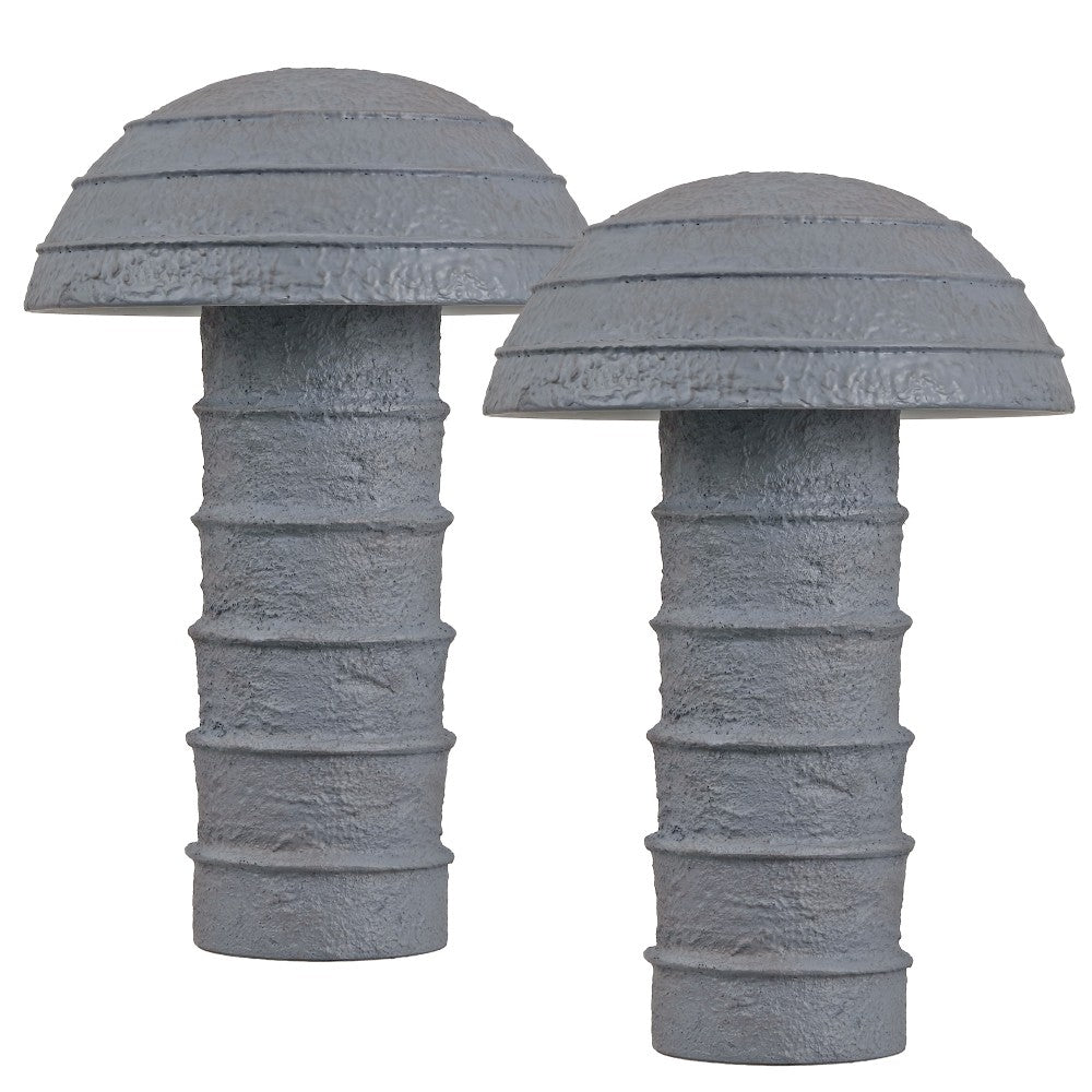 Cremini 17.5" Modern Minimalist Plaster-Look Ribbed Mushroom Resin Cylinder LED Table Lamp