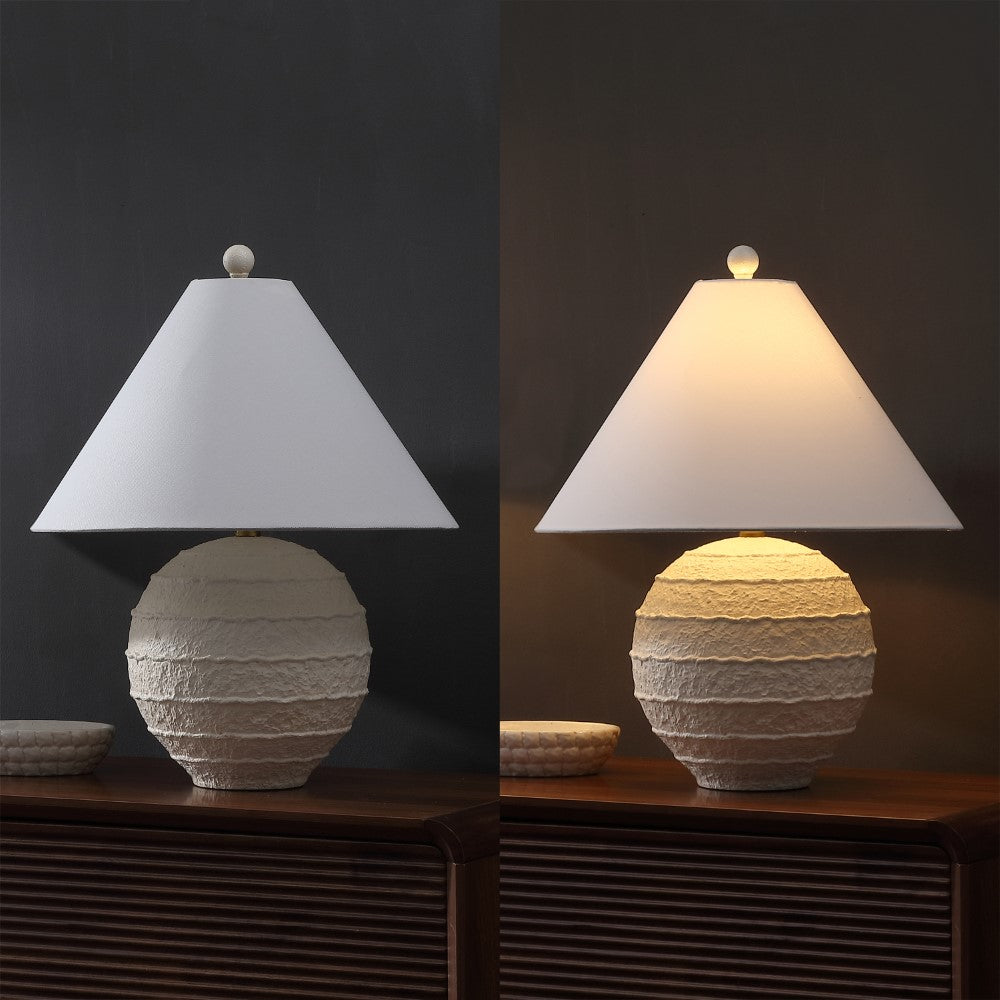 Elynt 21" Coastal Cottage Textured Resin/Metal Ridged LED Table Lamp