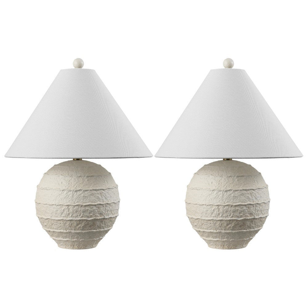 Elynt 21" Coastal Cottage Textured Resin/Metal Ridged LED Table Lamp