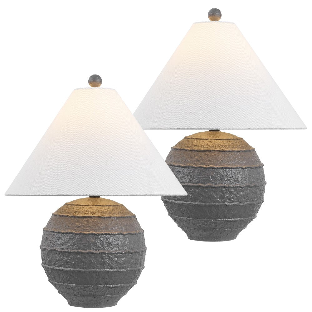 Elynt 21" Coastal Cottage Textured Resin/Metal Ridged LED Table Lamp