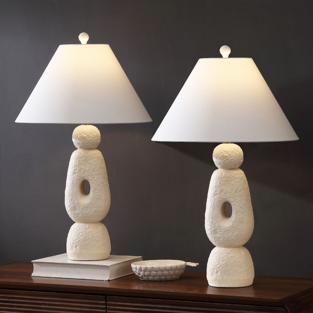 Trevolux 28" Organic Minimalist Textured Resin/Metal Stacked LED Table Lamp