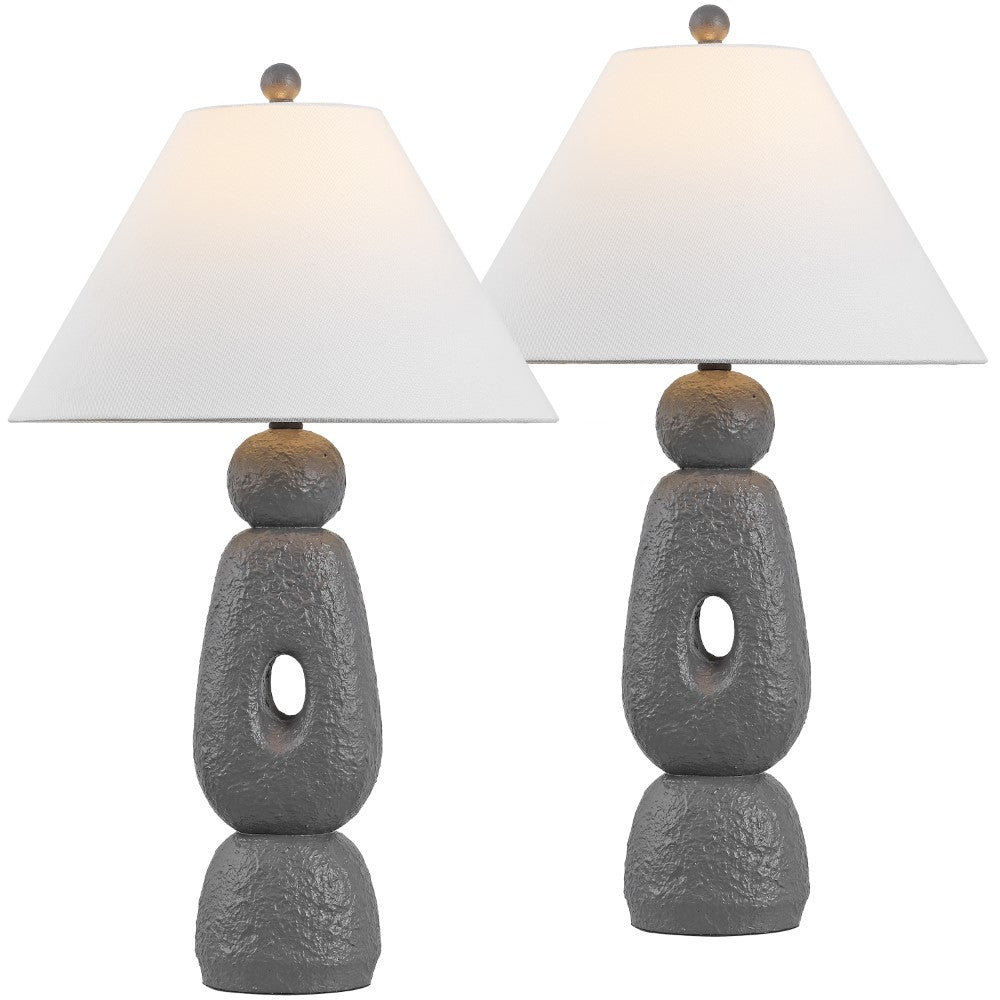 Trevolux 28" Organic Minimalist Textured Resin/Metal Stacked LED Table Lamp