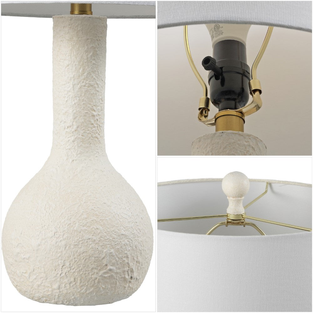 Voltely 24.75" Modern Scandinavian Textured Resin/Metal Gourd LED Table Lamp