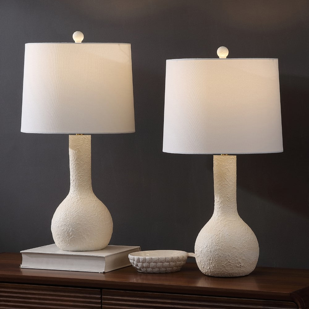 Voltely 24.75" Modern Scandinavian Textured Resin/Metal Gourd LED Table Lamp
