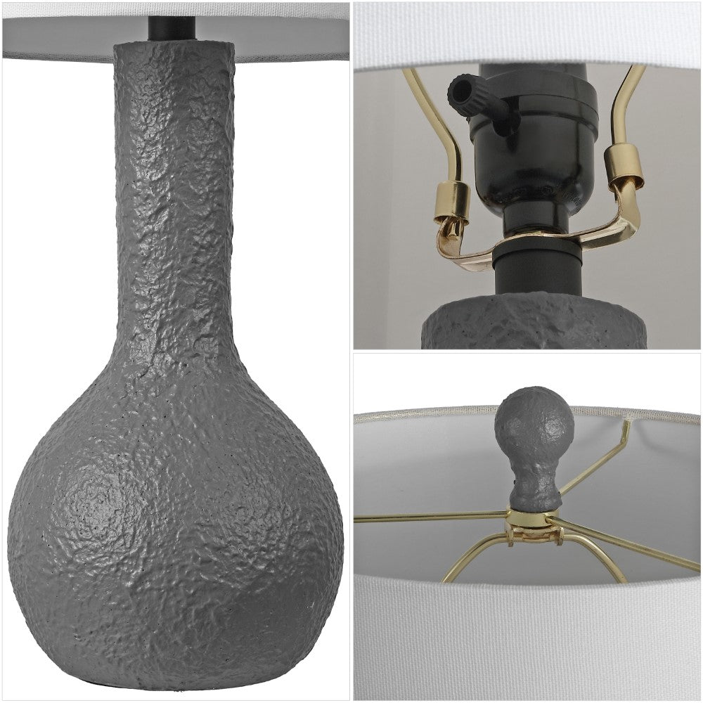 Voltely 24.75" Modern Scandinavian Textured Resin/Metal Gourd LED Table Lamp