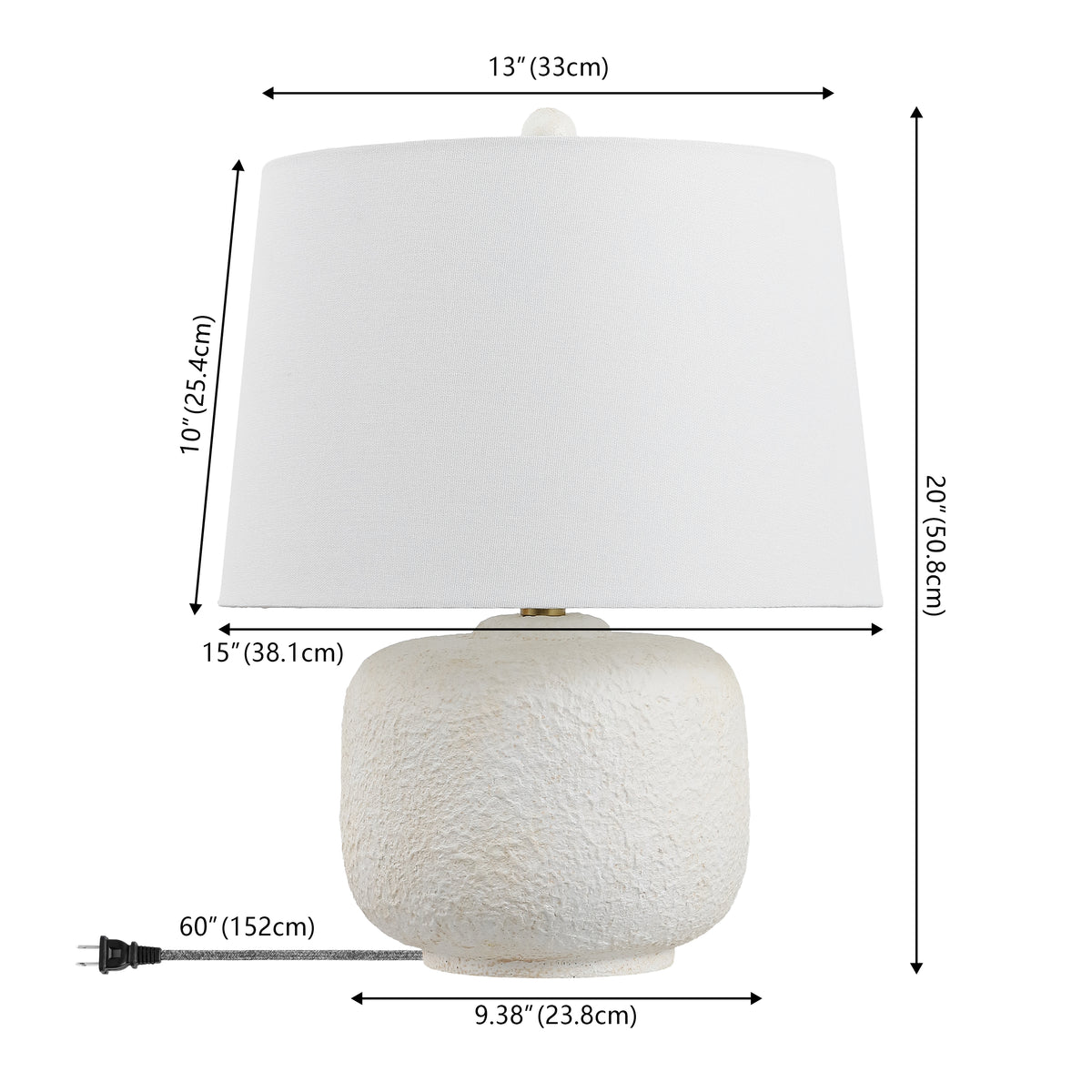 Nexely 20" Coastal Farmhouse Textured Resin/Metal Rounded Barrel LED Table Lamp