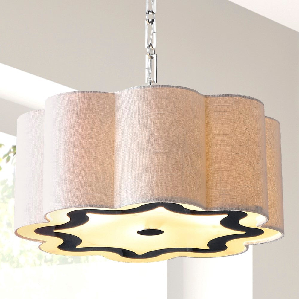 Superb 4-Light 20" Adjustable Scalloped Shade Metal LED Pendant